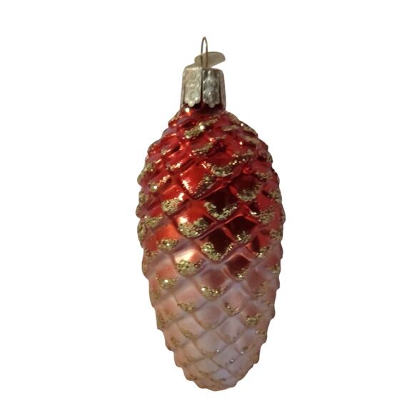 Old World Christmas Pinecone Glass Ornament OWC Sparkles Gold Glitter - Picture 2 of 9